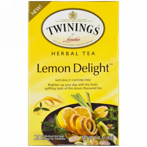 Twinings, ハーブティー、レモンデライト、カフェインフリー、ティーバッグ20個、1.41オンス (40 g) (Discontinued Item)