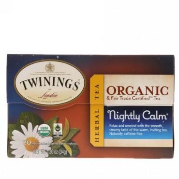 Twinings, Herbal Tea, Nightly Calm, 20 Individual Tea Bags, 1.20 oz (34 g) (Discontinued Item)