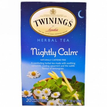 Twinings, ハーブティー, ナイティ・カーム, ナチュラルでカフェイン無し, 20 ティーバッグ, 1.02 オンス (29g)