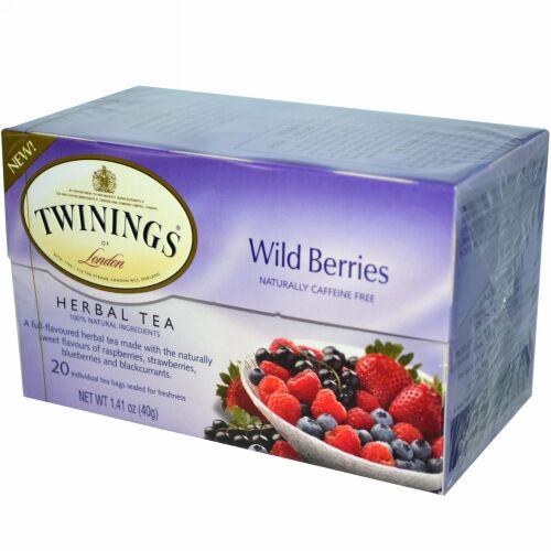 Twinings, ハーブティー、 ワイルドベリー、 カフェインフリー、 20ティーバッグ、 1.41オンス (40 g)