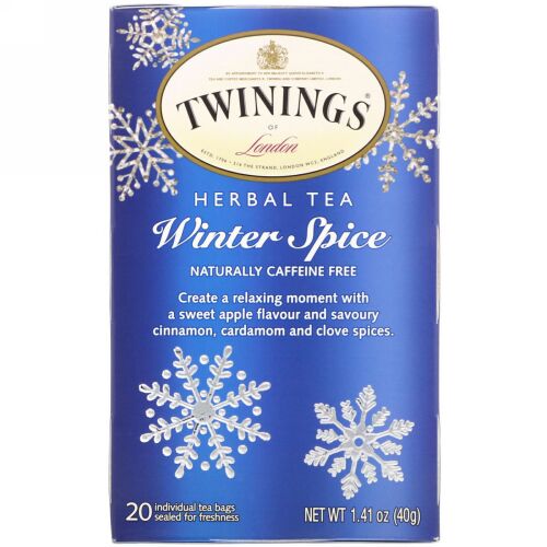 Twinings, ハーブティー、ウィンタースパイス、ノンカフェイン、ティーバッグ20個、40 g（1.41 oz）