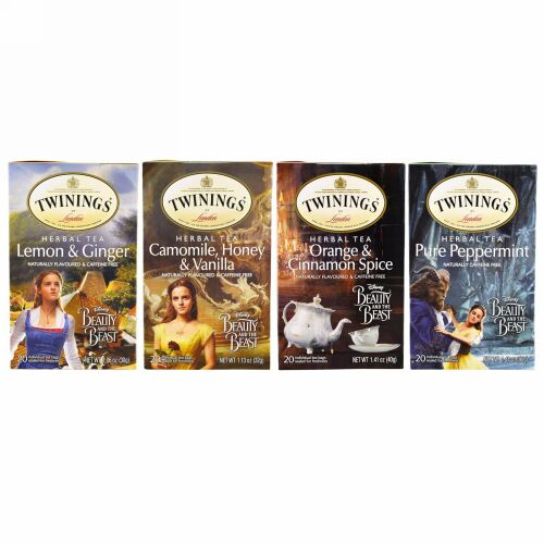 Twinings, Herbal Tea Variety Pack, Special Edition、Beauty and the Beast、4箱、各ティーバッグ20個 (Discontinued Item)