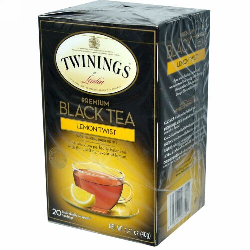 Twinings, プレミアム 紅茶, レモン風味, 20 ティーバッグ, 1.41 オンス (40 g) (Discontinued Item)