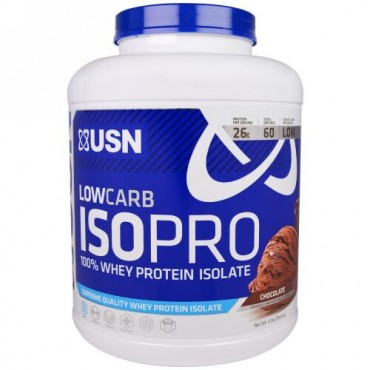 USN, ローカーブISOPRO、100％ホエイ・プロテイン・アイソレート、チョコレート、4ポンド（1814.4 g） (Discontinued Item)