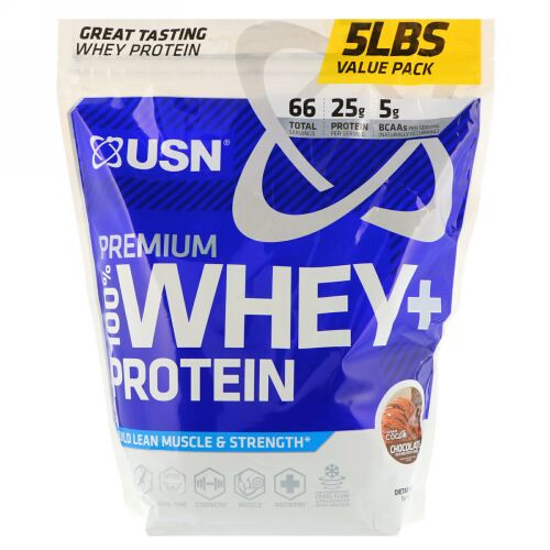 USN, プレミアム100%ホエイ + プロテイン、チョコレート、5 lbs (2.27 kg) (Discontinued Item)