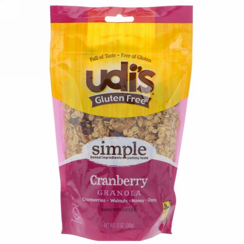 Udi's, グルテンフリー・グラノーラ, クランベリー, 12 オンス (340 g) (Discontinued Item)