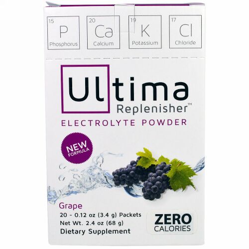 Ultima Replenisher, アルティマ補充電解質パウダー、ブドウ、20袋、0.12オンス（3.4 g） (Discontinued Item)