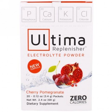 Ultima Replenisher, Electrolyte Powder, Cherry Pomegranate, 20 Packets, 0.12 oz (3.4 g) Each