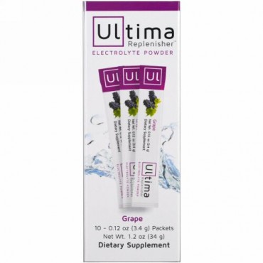 Ultima Replenisher, Electrolyte Powder, Grape, 10 Packets, 0.12 oz (3.4 g) Each  (Discontinued Item)