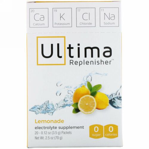 Ultima Replenisher, アルティマ補充電解液パウダー、レモネード、20袋、0.12オンス（3.5g）