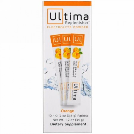 Ultima Replenisher, ウルティマ補充用電解質パウダー、オレンジ、10袋、各0.12 oz (3.4 g) (Discontinued Item)