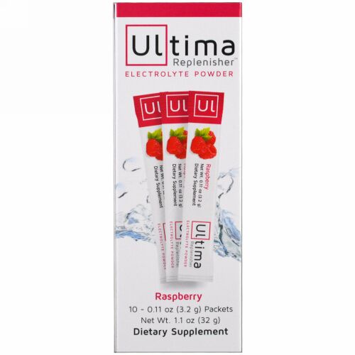 Ultima Replenisher, ウルティマ・レプレニッシャ― 電解液パウダー, ラズベリー, 10パック, 各0.11 oz (3.2 g) (Discontinued Item)