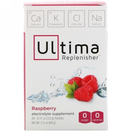 Ultima Replenisher, エレクトロライトサプリメント、ラズベリー、20袋、各3.2 g