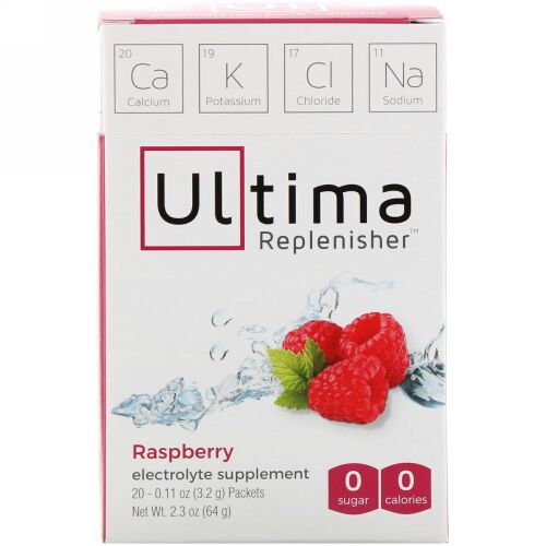 Ultima Replenisher, エレクトロライトサプリメント、ラズベリー、20袋、各3.2 g