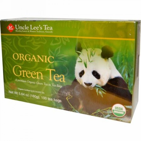 Uncle Lee's Tea, オーガニック・グリーンティー, 100 ティーバッグ, 5.64 oz (160 g)