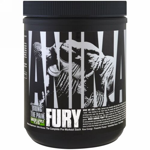 Universal Nutrition, アニマルフューリー、コンプリートプレワークアウトスタック、グリーンアップル、330.6 g (Discontinued Item)