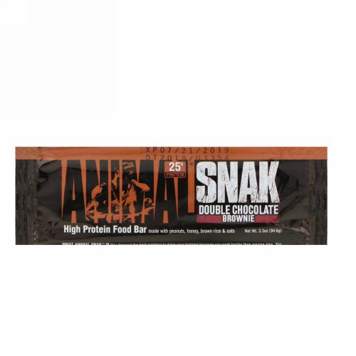 Universal Nutrition, アニマルスナックバー、ダブルチョコレートブラウニー、1本、3.3 oz (94.6 g) (Discontinued Item)