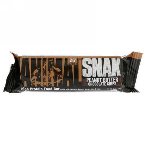Universal Nutrition, アニマルスナックバー、ピーナッツバターチョコレートチップ、1本、3.3 oz (94 g) (Discontinued Item)