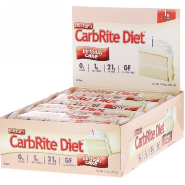 Universal Nutrition, Doctor's CarbRiteダイエットバー、バースデーケーキ、12バー、各2 oz (56.7 g) (Discontinued Item)