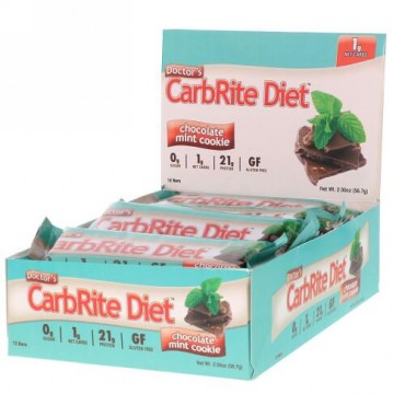 Universal Nutrition, ドクターズCarbRite Diet（カーボライトダイエット）バー、チョコレートミントクッキー、12本、各56.7g（2オンス）