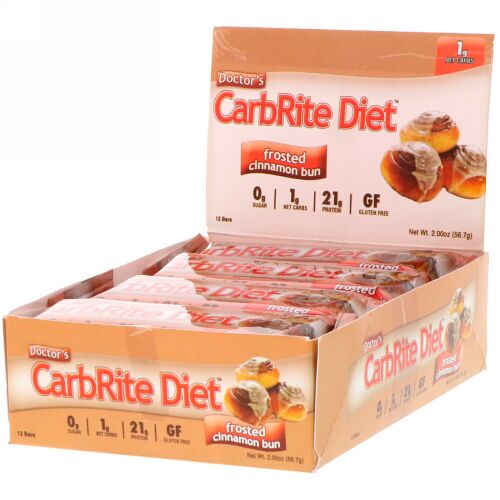 Universal Nutrition, ドクターズCarbRite Diet（カーブライトダイエット）バー、フロストシナモンパン、12本、各56.7g（2オンス）