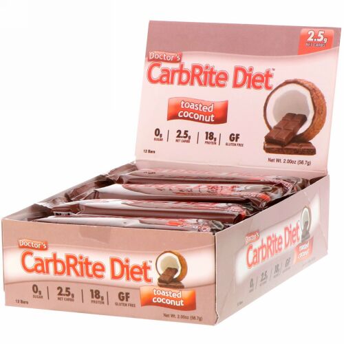 Universal Nutrition, ドクターズCarbRite Diet（カーブライトダイエット）バー、トーストココナッツ、12本、各56.7g（2オンス）