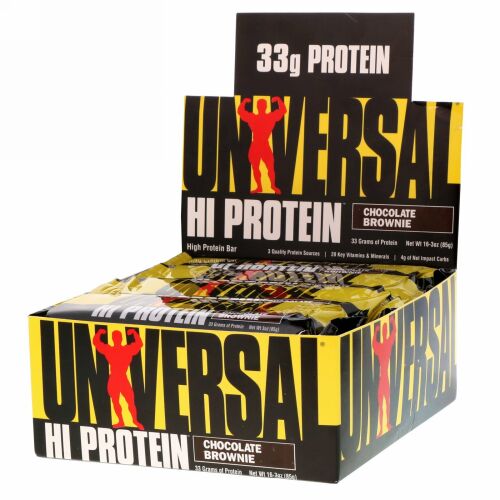 Universal Nutrition, HI Protein（HIプロテイン）バー、チョコレートブラウニー、16本、各85g（3オンス）