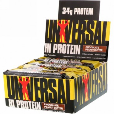 Universal Nutrition, HI Protein（ハイプロテイン）バー、チョコレートピーナッツバター、16本、各85g（3オンス）