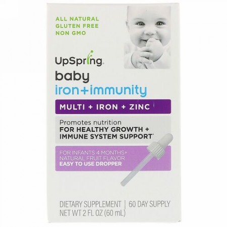 UpSpring, Baby, Iron + Immunity, Natural Fruit Flavor, 2 fl oz (60 ml) (Discontinued Item)