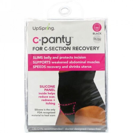 UpSpring, C-パンティー、帝王切開リカバリー、サイズ 1X/2X、ブラック