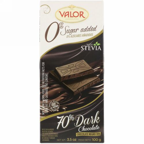 Valor, 0% Sugar Added, 70% Dark Chocolate, 3.5 oz (100 g) (Discontinued Item)