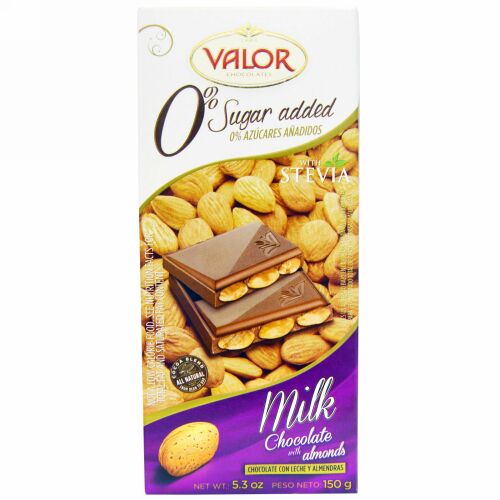 Valor, 糖分0%、アーモンド入りミルクチョコレート、5.3オンス（ 150g ） (Discontinued Item)