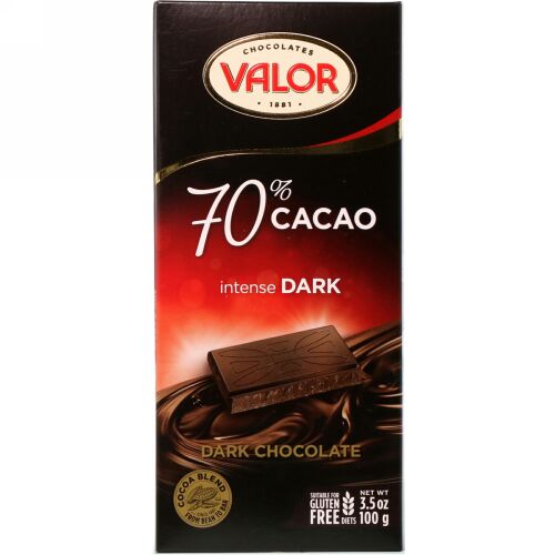 Valor, Intense Dark Chocolate, 70% Cacao, 3.5 oz (100 g) (Discontinued Item)
