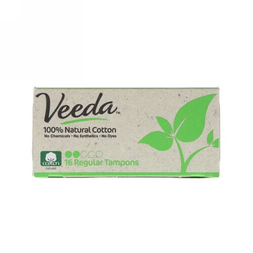 Veeda, 100% Natural Cotton Tampon, Regular, 16 Tampons (Discontinued Item)