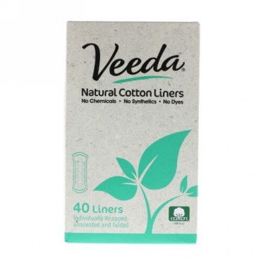 Veeda, Natural Cotton Liners, Unscented, 40 Liners (Discontinued Item)