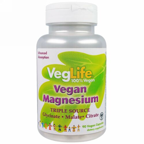 VegLife, ビーガンマグネシウム, トリプルソース, 90錠 (ベジカプセル)