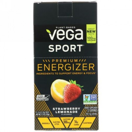 Vega, Energizer, Strawberry Lemonade, 12 Packs, 0.6 oz (18 g) Each, 12 Packs, 0.6 oz (18 g) Each (Discontinued Item)