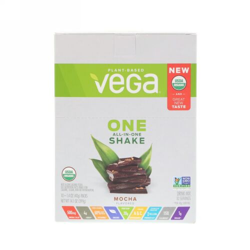 Vega, ワン、オールインワンシェイク、モカ、10パケット、各1.4オンス (40 g) (Discontinued Item)