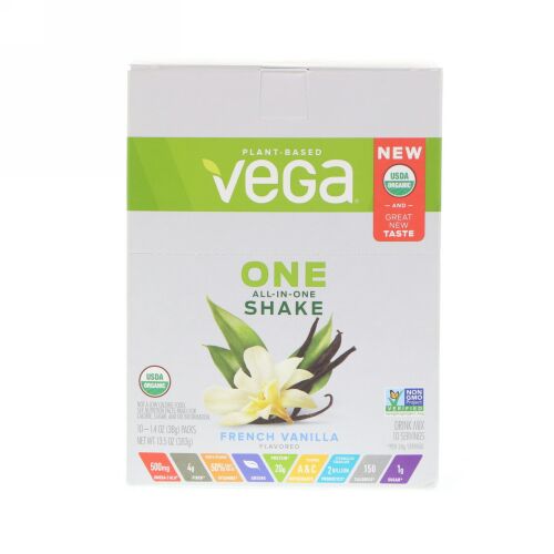 Vega, ワン、オールインワンシェイク、フレンチバニラ、10パック、各1.4オンス (38 g) (Discontinued Item)