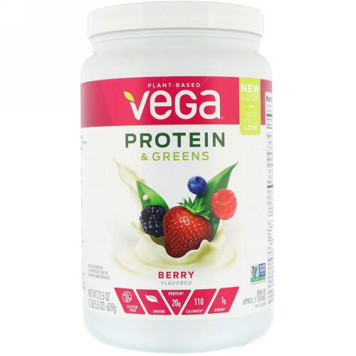 Vega, プロテイン＆グリーンズ、ベリー味、21.5 oz (609 g) (Discontinued Item)