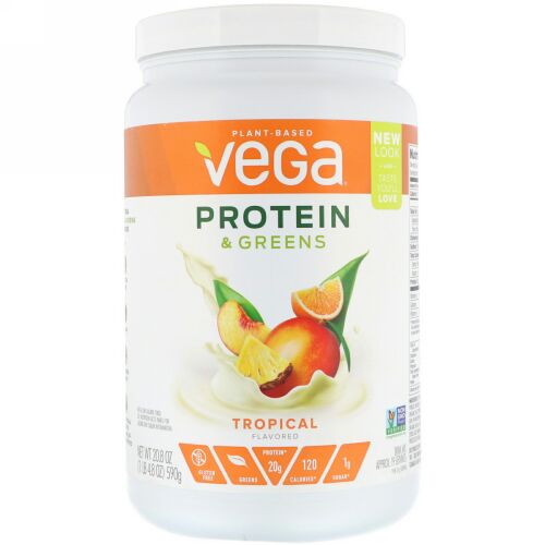 Vega, プロテイン＆グリーンズ、トロピカル味、20.8 oz (590 g) (Discontinued Item)