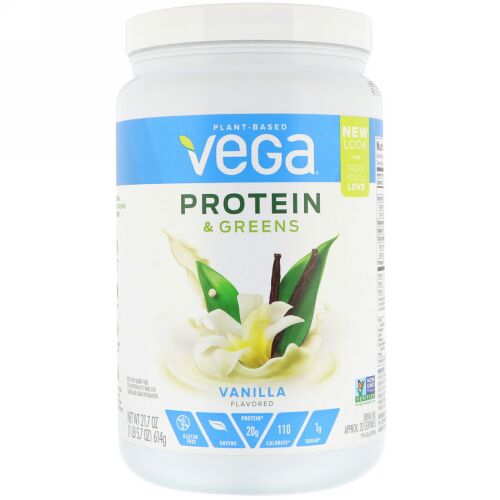 Vega, プロテイン＆グリーンズ、バニラ味、21.7 oz (614 g) (Discontinued Item)