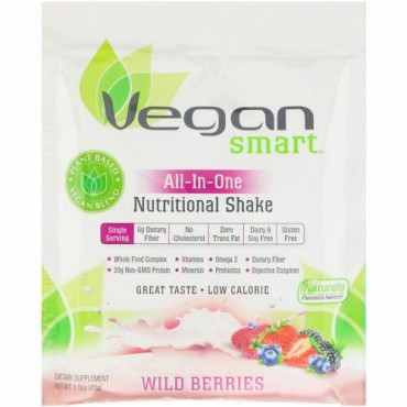 VeganSmart, オールインワン栄養シェイク、ワイルドベリー、1.5オンス (43 g) (Discontinued Item)
