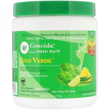 Vibrant Health, Convidaフーゴベルデ、グリーンパウダー、パイナップル-ライム、6.2オンス (175.5 g) (Discontinued Item)