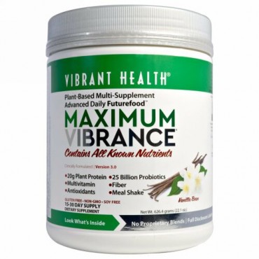Vibrant Health, Maximum Vibrance, Version 3.0, Vanilla Bean, 2.21 oz (626.4 g)
