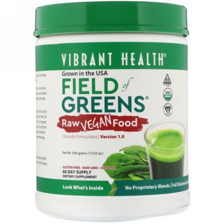 Vibrant Health, Organic Field of Greens, Raw Vegan Food, Version 1.0, 15.03 oz (426 g) (Discontinued Item)