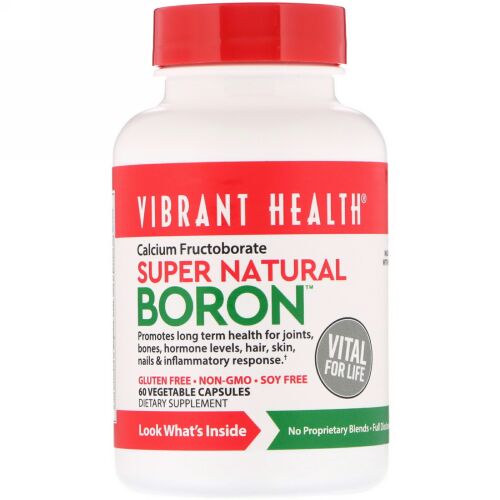 Vibrant Health, スーパーナチュラルボロン（ホウ素）、植物性カプセル60錠