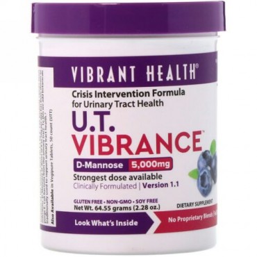 Vibrant Health, U.T. バイブランス、D-マンノース、5,000 mg、バージョン 1.1、64.55 g（2.28オンス）