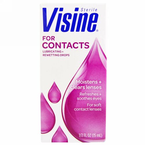 Visine, コンタクト用、 潤滑 + 保湿目薬、 1/2 fl oz (15 ml) (Discontinued Item)