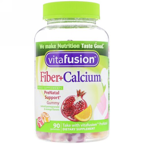 VitaFusion, Fiber + Calcium Prenatal Support, Natural Pomegranate & Orange Flavor, 90 Gummies (Discontinued Item)